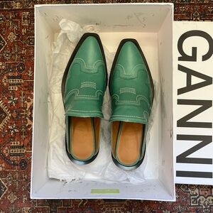 Ganni Cowboy Clogs Turquoise